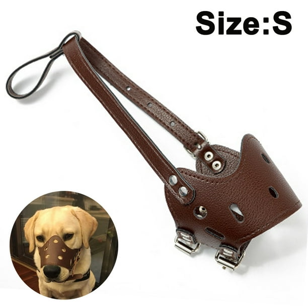 Bozal para perro de piel sintética antimordeduras y antiingestión, antiladridos para perros medianos y grandes.