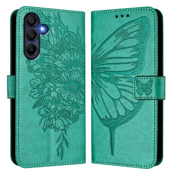 Funda cartera mariposa para Samsung Galaxy A16 4G con soporte y ranuras para tarjetas Verde