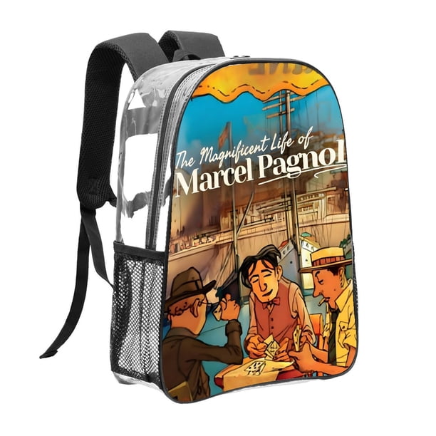 La Magnífica Vida de Marcel PagnolMochila transparente temática, resistente y duradera, bolsa see-through para trabajo, deporte, universidad y viaje, 31 × 43 cm