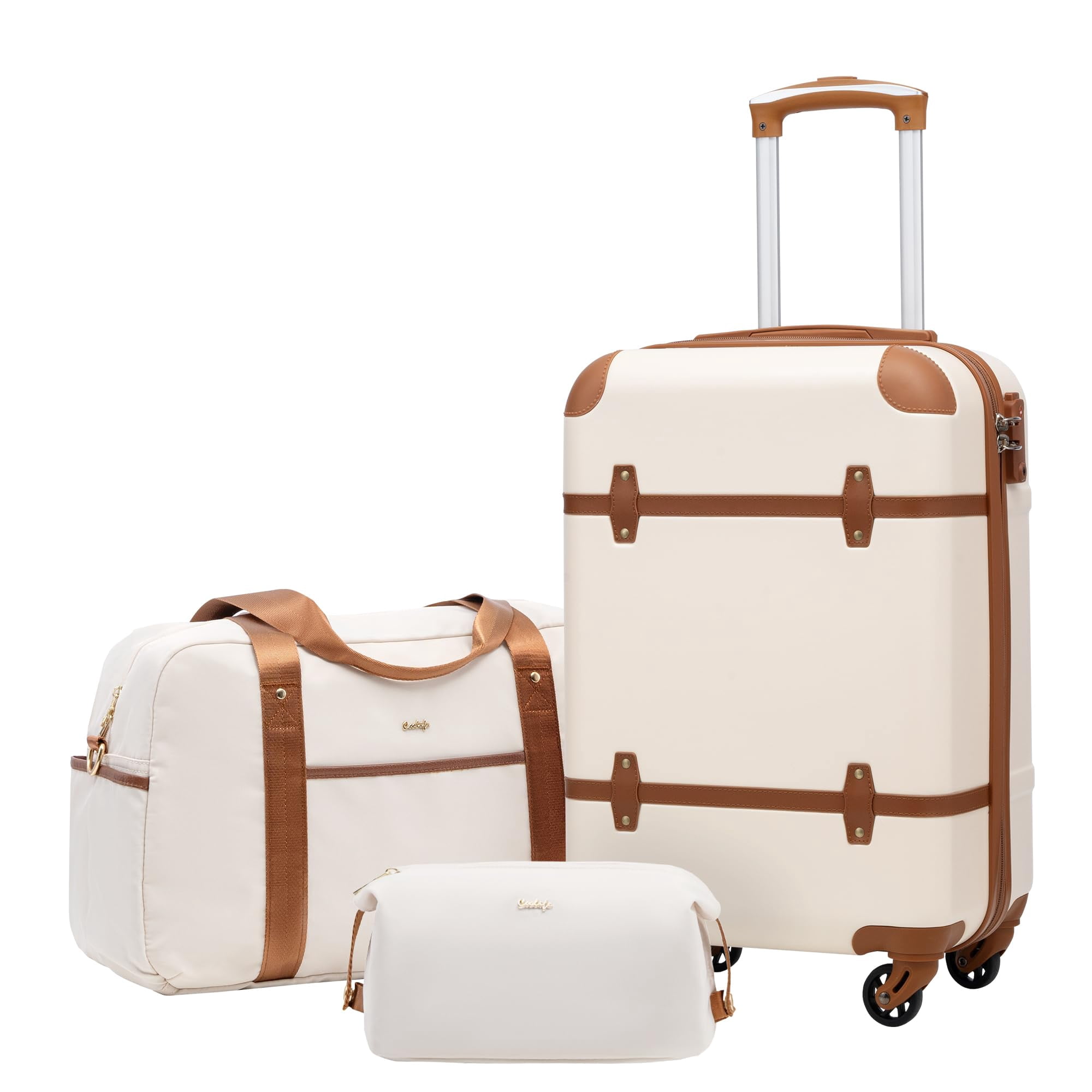 Coolife - Set De Equipaje Maleta De 3 Piezas Policarbonato Tapa Dura Con Cierre Tsa