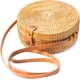 thumbnail image 1 of Bolso de ratán redondo tejido a mano con correas de cuero para el hombro, estilo chic natural NATURALNEO, 1 of 7