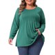 thumbnail image 1 of Agnes Orinda Conjuntos de Halloween para Mujeres Camiseta de Talla Grande Cuello Redondo Plisado de Manga Larga Blusa Suave Casual Túnica 3X Verde, 1 of 6