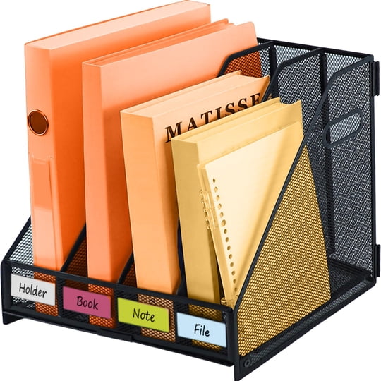 Organizador De Escritorio Plsoppkg De 4 Compartimentos, Metal Negro
