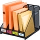 thumbnail image 1 of Organizador de escritorio PLSOPPKG de 4 compartimentos, metal negro, 1 of 7