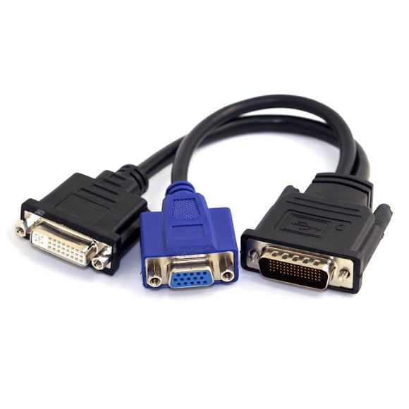Extensión divisor Cablecc DMS-59 macho a DVI 24+5 hembra y VGA RG 15 pines hembra 15 cm