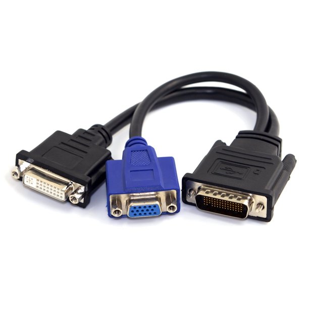 Extensión divisor Cablecc DMS-59 macho a DVI 24+5 hembra y VGA RG 15 pines hembra 15 cm