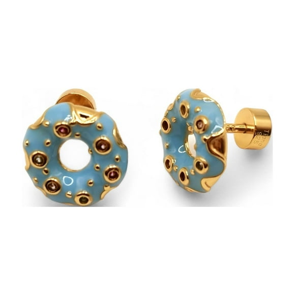 Aro de Donut con Esmalte y Circones de Plata 925 enchapados en Oro 18k