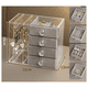thumbnail image 3 of Joyero Organizador Premium | Acrílico Transparente Y Felpa | 4 Cajones + 2 Paneles Laterales | Exhibidor De Aros, Anillos Y Collares, 3 of 4