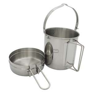 Magideal - Hervidor De Agua Para Acampar, Olla De Material Acero Inoxidable De 1L Con Plegable Y Doble Uso, Portátil Para Senderismo, Mochilero, Picnic