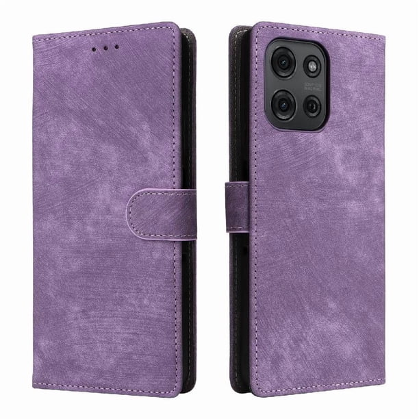 Funda Billetera para Motorola MOTO G75 5G con Soporte - Cartera de Cuero con Ranuras Morado