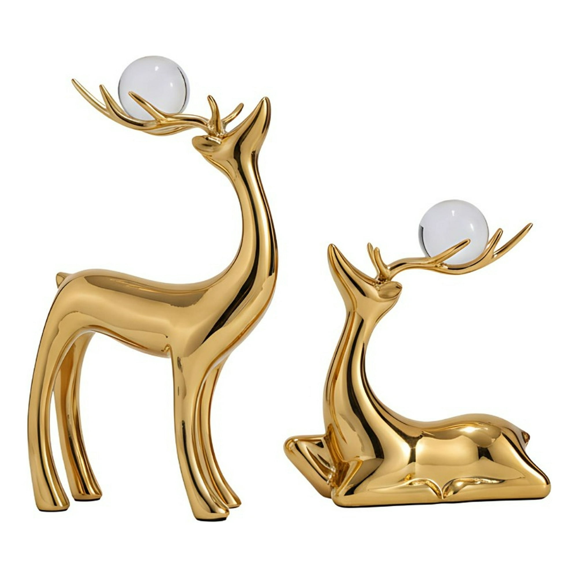 Genérico - Figura Decorativa Adorno Pareja Ciervos Estilizados Jhn