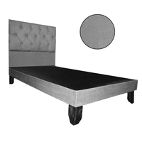 Mueblart - Base De Cama Con Respaldo A Piso Full Gris Lino