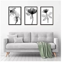 Genérico - Cuadros Decorativos Rosas Blanco Y Negro Pack X 3 Uds. 35X50 Cm C/U