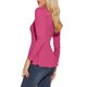 thumbnail image 4 of INSPIRE CHIC Blusa de Mujer de Manga Larga con Cuello Redondo, Hombros Acolchados y Dobladillo con Volantes Plisados M Magenta, 4 of 8