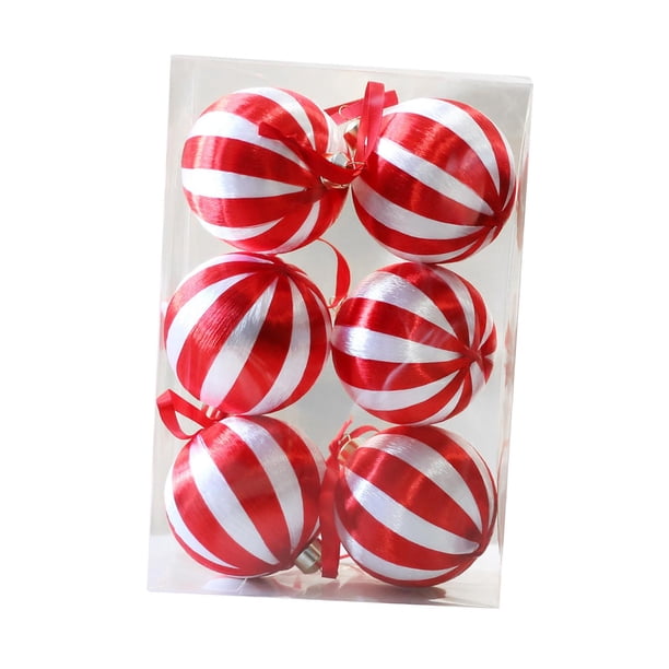 6 Bolas Navideñas Reutilizables De 3,15 Pulgadas Para Decoración Navideña, Para Cumpleaños, Hogar, Vacaciones, Color Rojo Y Blanco.