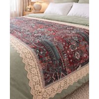 Mylhogar - Piecera De Cama Estilo Bohemio Con Encaje - Multiuso 80X200 Cm