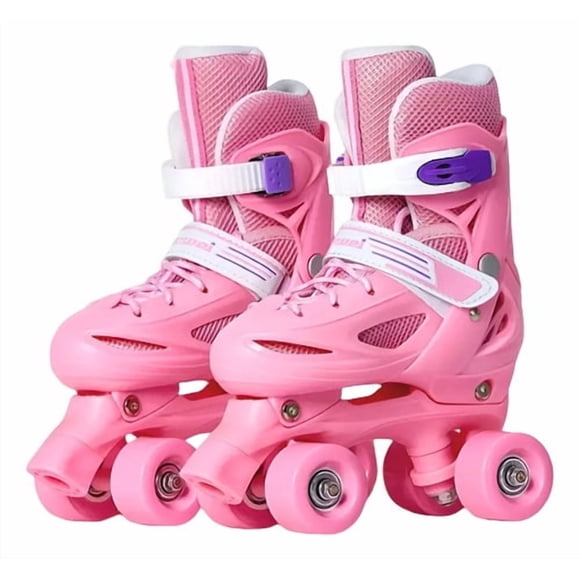 Patines 4 Ruedas Ajustable Artísticos Niñas Rosado Talla XS (27-30)