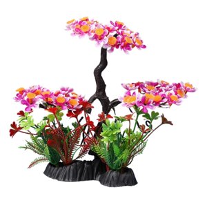 Ioensy - Plantas De Acuario Para Agua Dulce, Adorno, Accesorios Para Escondites, Árbol Artificial, Flor De Ciruelo