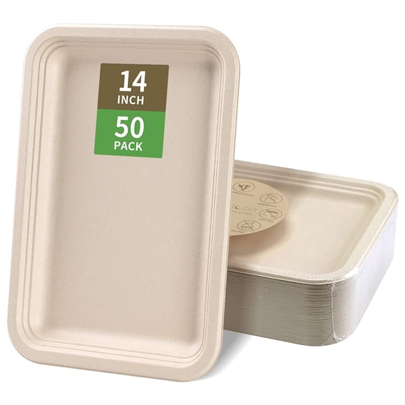 Bandejas desechables para comida Bloomoon, 50 unidades, platos de papel de 35,56 cm