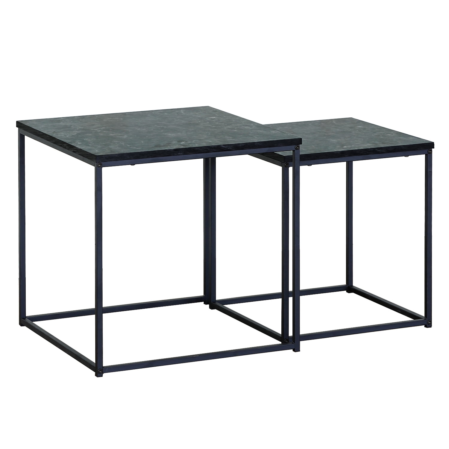 Novahus - Set Mesas Laterales Estilo Marmol Negro