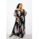 thumbnail image 3 of Vestido Largo Plisado con Hombros Descubiertos y Estampado Tropical, Talla 1XL, 3 of 5