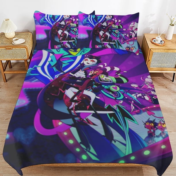 Hazbin Hotel Helluva Boss Bedding Set Duvet Cover Comfortable and Lightweight Cartoon Bedding 3 Piece Bed Set