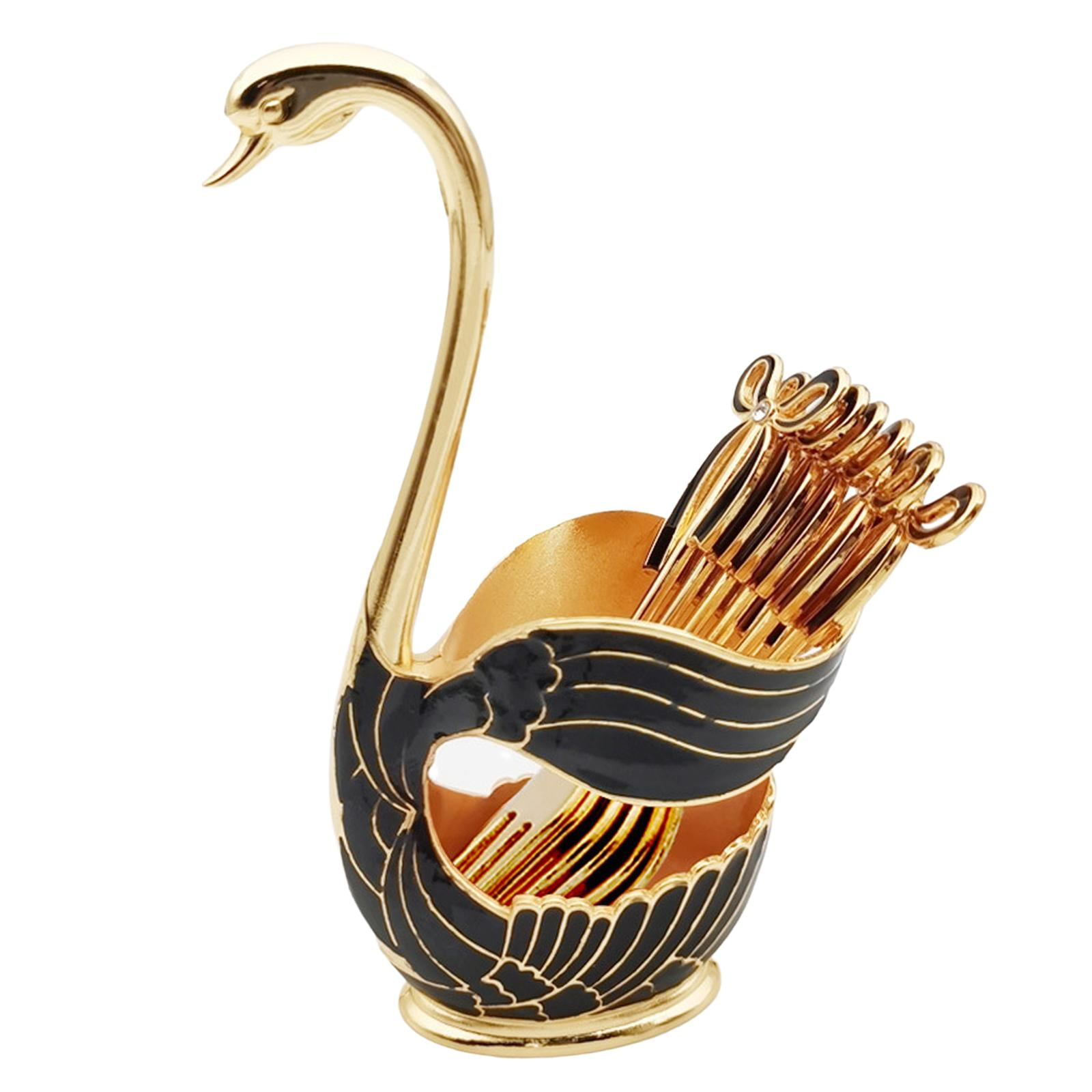 Magideal - De Cubiertos Almacenamiento Cubiertos Caddy Postre Tenedores Estante Cisne Vajilla Soporte Base Para Pequeña Sala De Cocina Banquetes Cumpleaños , Negro
