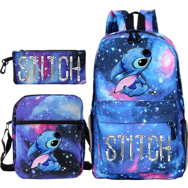 Disney Stitch Print Kids Backpack 3pcs/Set Cartoon Kindergarten Pencil Case Boy Girl Shoulder Bag Children Schoolbag Gift