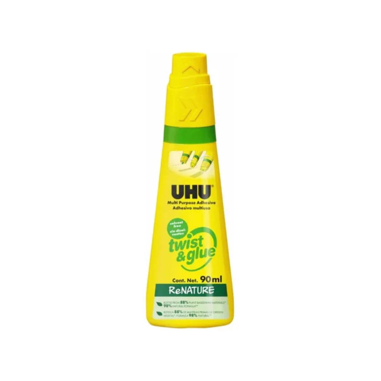 Pegamento Universal Twist & Glue Renature 90 Ml. Uhu Amarillo