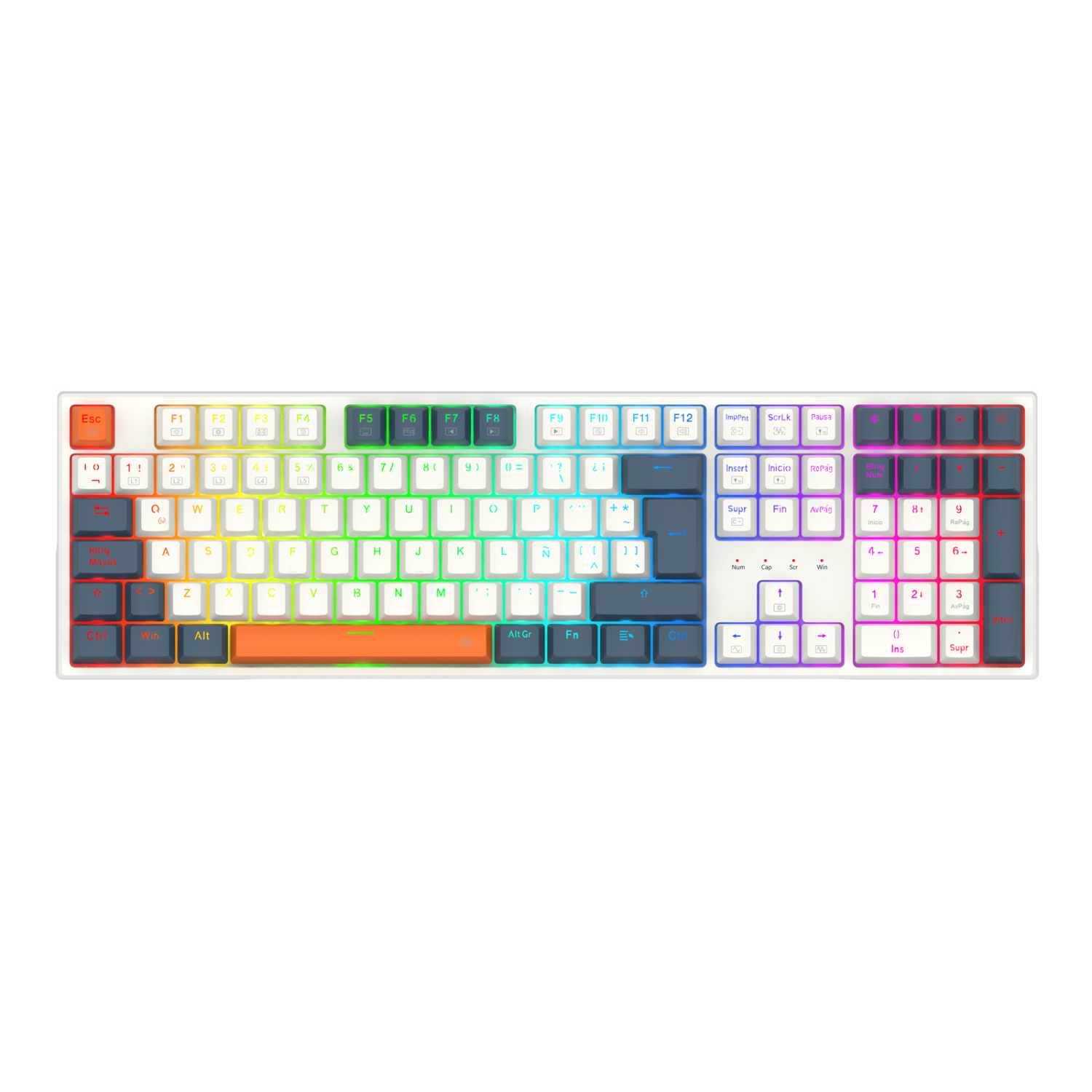 Teclado Gamer Redragon Trundle K668wbo Rgb Switch Red Español Blanco