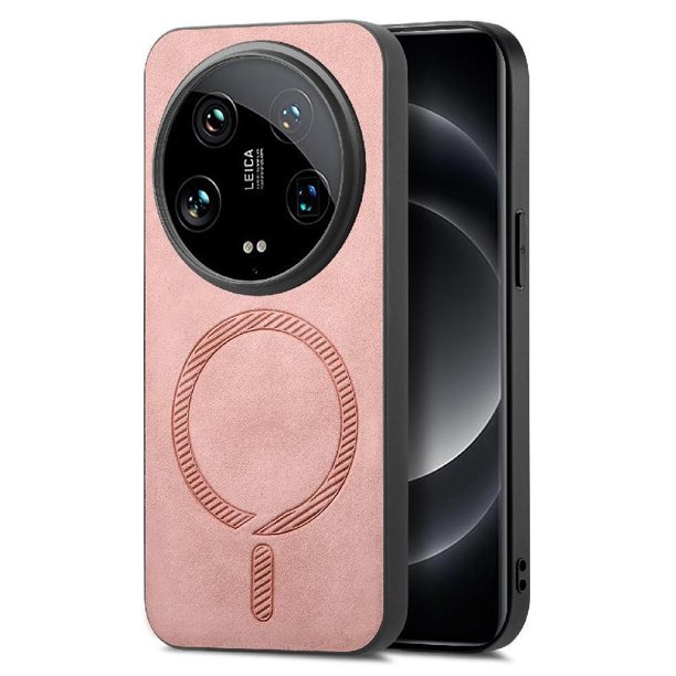 Magnetic Slim Case for Xiaomi 14 Ultra 5G with Camera Guard & Anti-Scratch Back Pink