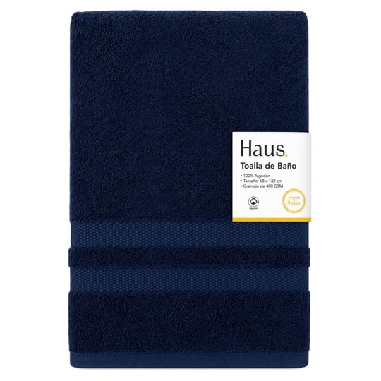 Toalla Baño 68x132cm Algodón Azul Haus