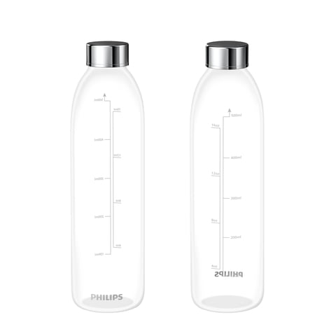 Dispensador De Filtro De Agua Philips Add5930, Botella De Vidrio De 500 Ml, Paquete De 2