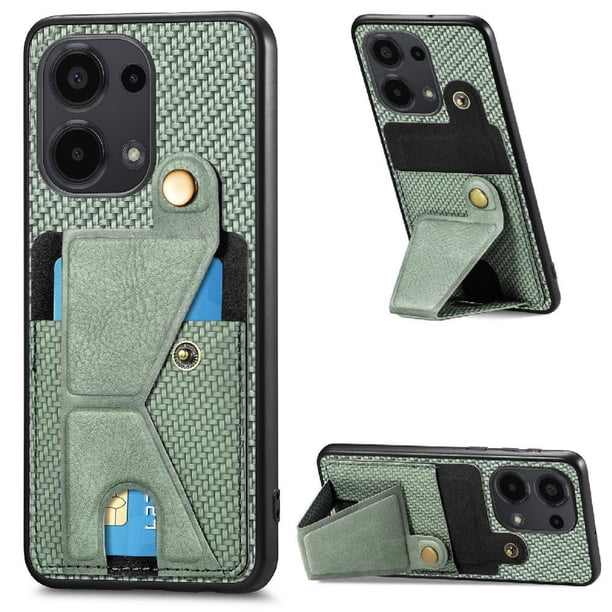 Funda Resistente para Xiaomi Redmi Note 13 Pro 4G con Tarjetero y Soporte, Diseño Magnético Verde