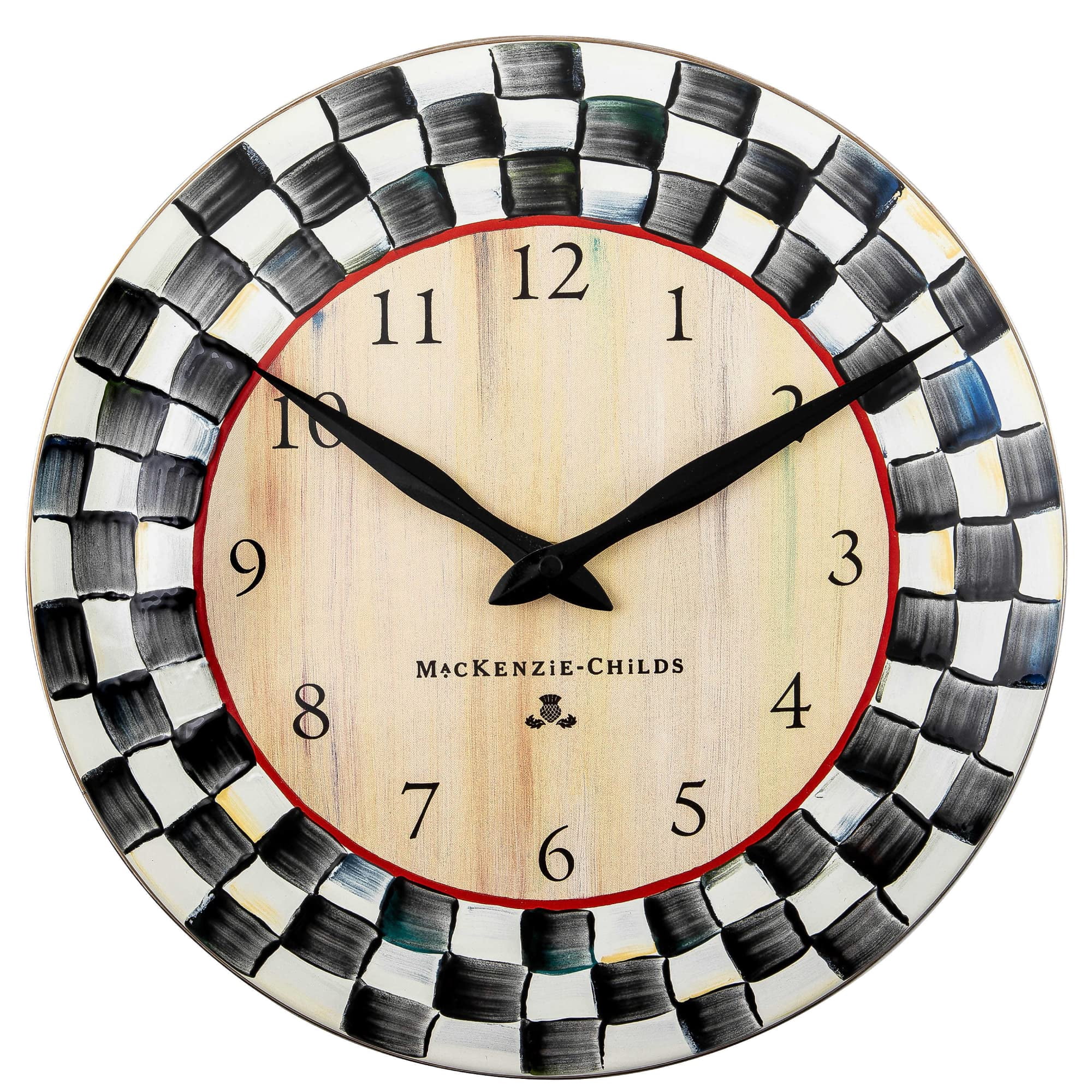 Reloj De Pared Mackenzie-childs 30 Cm Negro Y Blanco A Cuadros