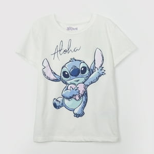 Polera Manga Corta Niña Aloha Lilo Y Stitch Blanco Disney