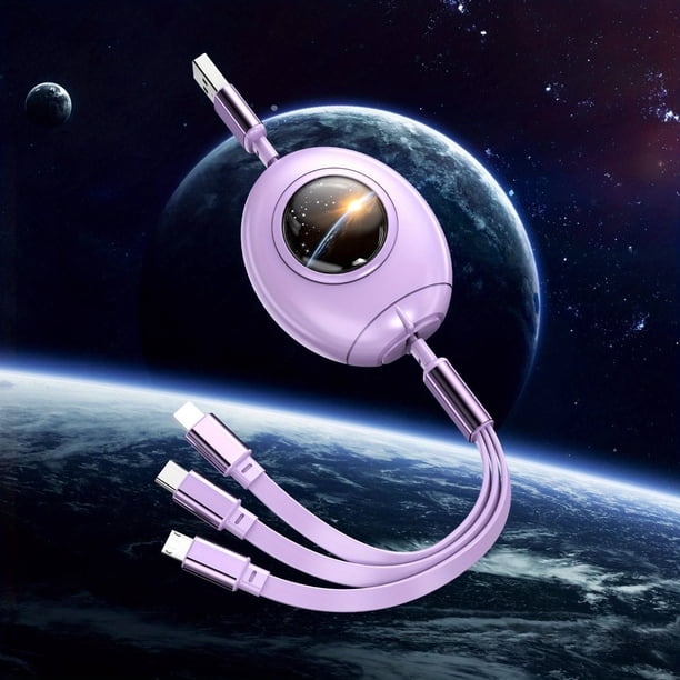 3A Multi-Head Telescopic Charging Cable: Charge Your Devices Simultaneously with the New Space Capsule One Drag!