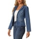thumbnail image 4 of INSPIRE CHIC Chaqueta de Jean Elástica para Mujer de Regreso a Clases con Cuello de Solapa y Un Botón de Manga Larga para Trabajo, Azul L, 4 of 6
