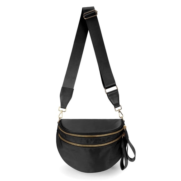 Riñonera Pure Colour Para Mujer De Nailon Negro