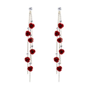 Ioensy - Pendientes Colgantes, Pendientes Florales De Moda, Pendientes Con Dijes Para Mujer, Fiesta De Cumpleaños, Color Rojo