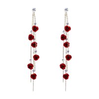 Ioensy - Pendientes Colgantes, Pendientes Florales De Moda, Pendientes Con Dijes Para Mujer, Fiesta De Cumpleaños, Color Rojo