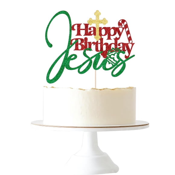 Adorno para pastel Gtseryeio ¡Feliz Cumpleaños Jesús! con purpurina