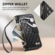 thumbnail image 5 of Funda tipo cartera FOXDOCK para Samsung Galaxy S26, estampado de diamantes, con ranuras para tarjetas, soporte y cremallera - negro, 5 of 6