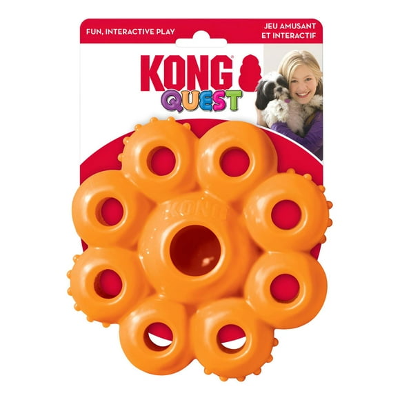 Kong Quest Star Pod Juguete Rellenable Limpia Diente Talla L naranja