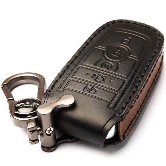 Funda de cuero APEKUU para llavero Ford con llavero metálico
