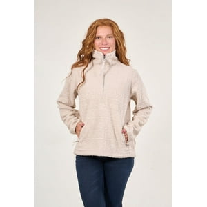 Polemic - Poleron Sherpa Hot Print Medio Cierre Crudo Mujer