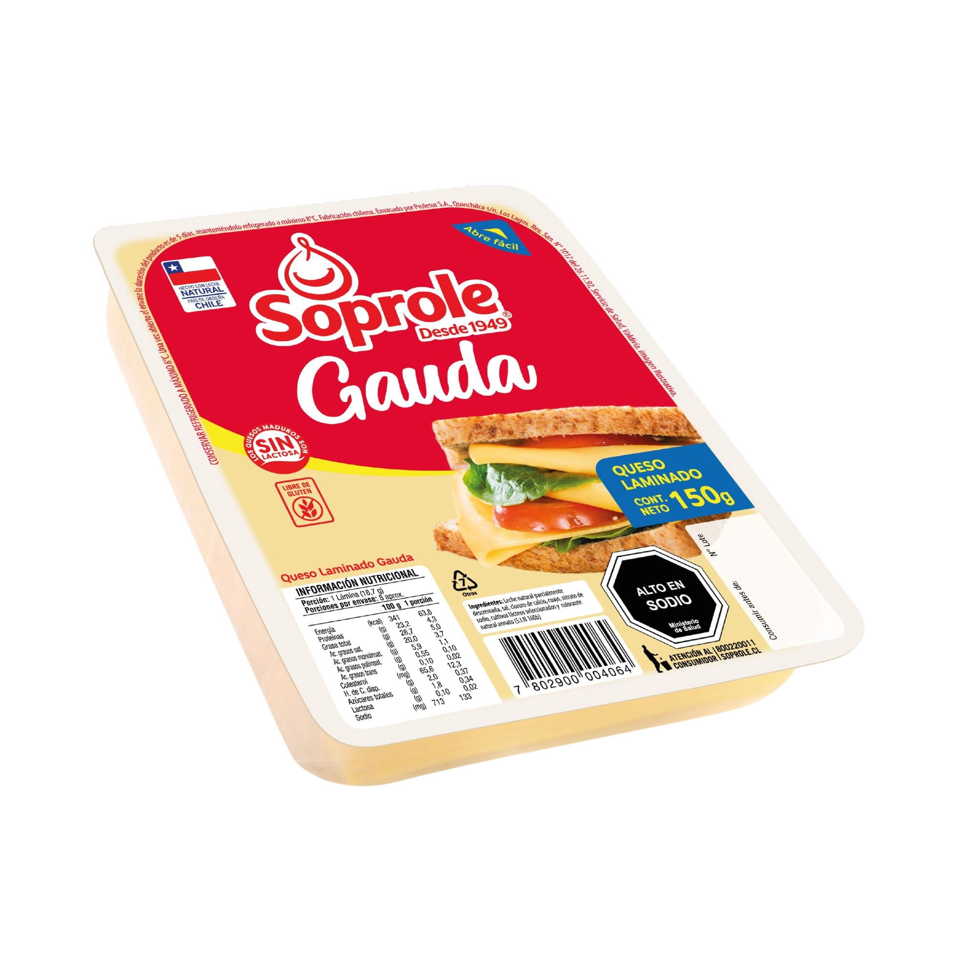 Queso Gauda Laminado 150 g Soprole
