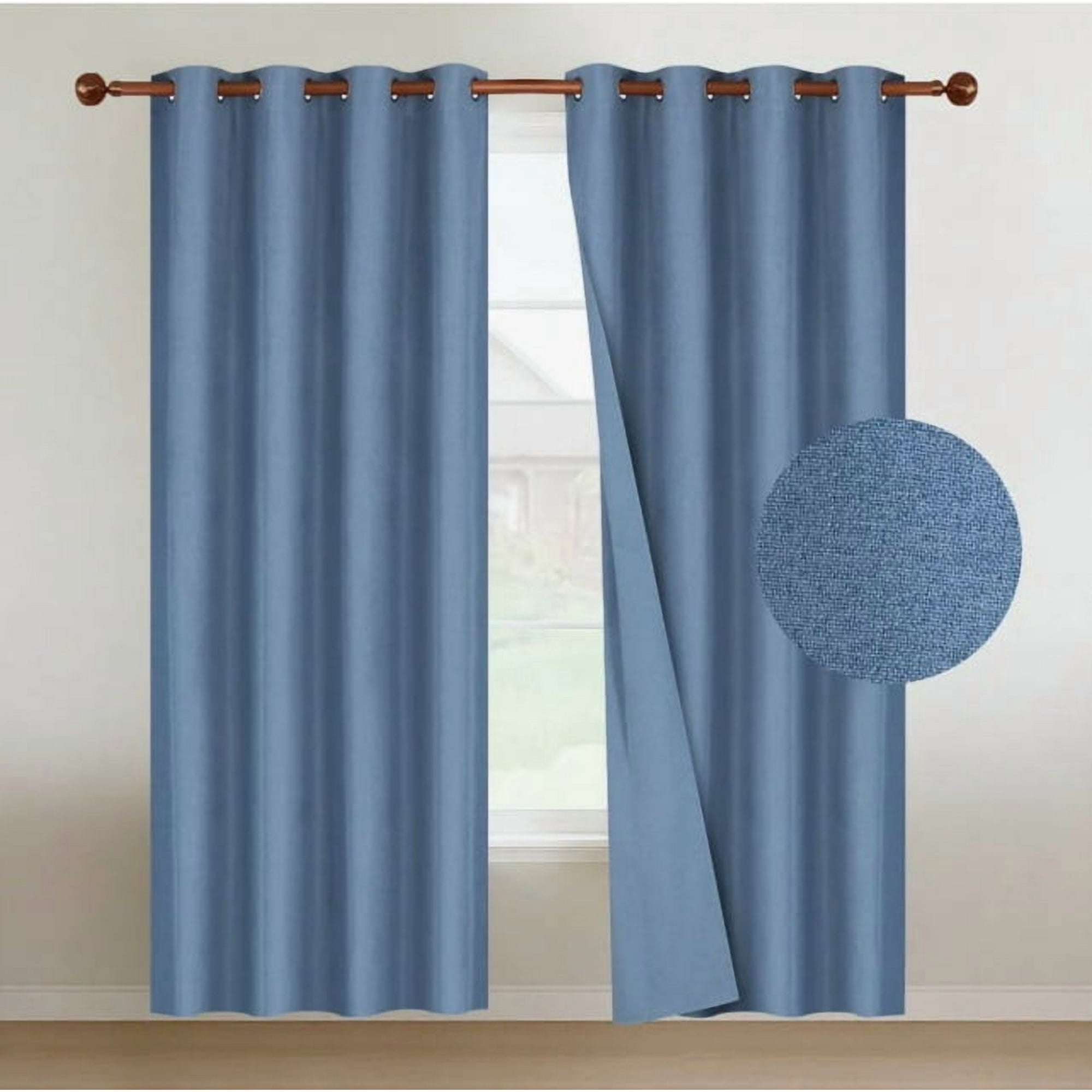 Atlas - Cortinas Blackout 2 Paños 140x220 Lino Doble Faz Azul Denim