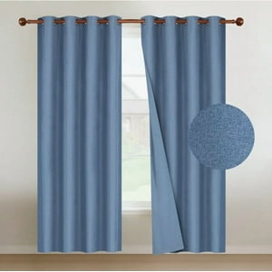 Atlas - Cortinas Blackout 2 Paños 140X220 Lino Doble Faz Azul Denim