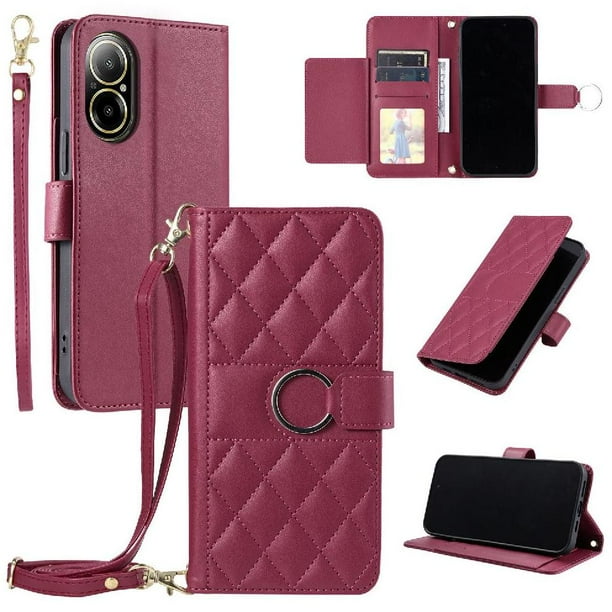 Funda tipo billetera FOXDOCK para Realme C67 4G – Tapa abatible con correa para mujer